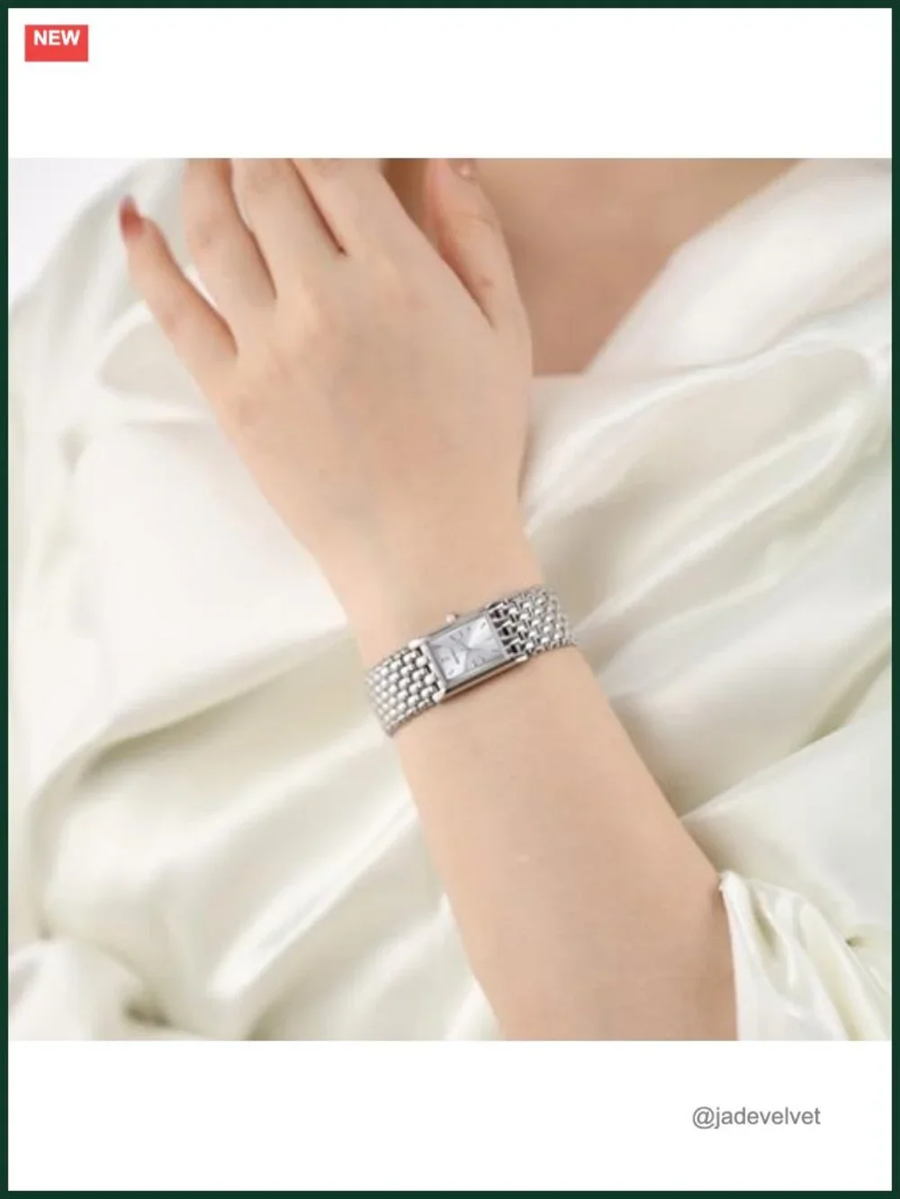 Luxury Silver Watch for Women - Rectangle Stainless Steel Bracelet, Japanese